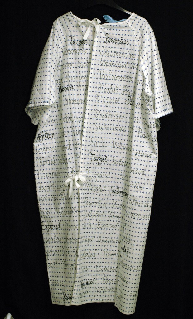 Gemma Wilson, Embroidered hospital gown (back)